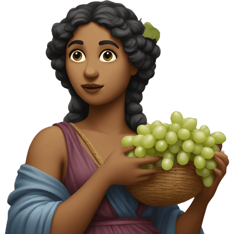 Sappho holds a bunch of grapes in her hand emoji