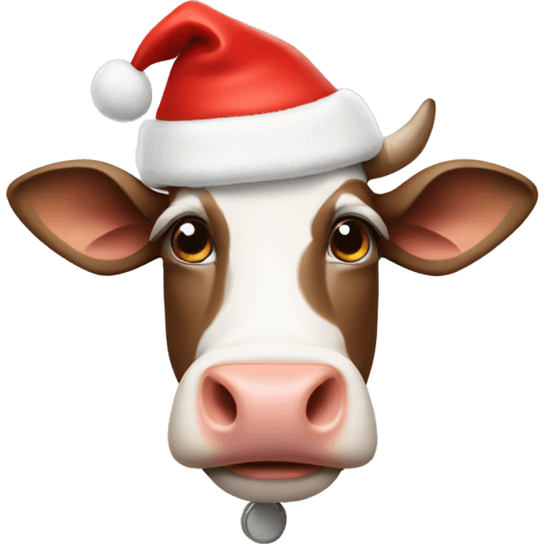 cow wearing a santa hat emoji