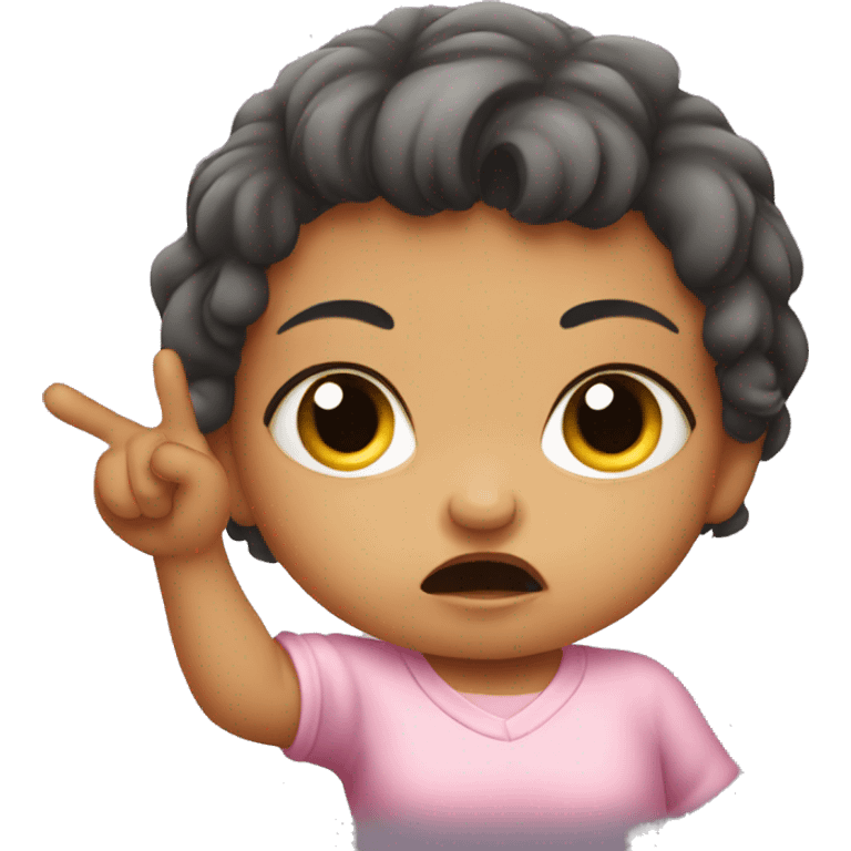 angry baby girl pointing with hand emoji