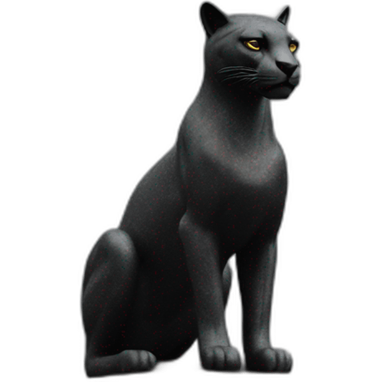 modern statue of a black puma on a golden glittering pedestal, zoomed-out view of the entire statue, 4K resolution emoji