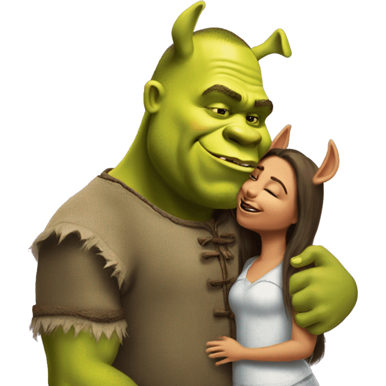 shrek kissing a donky emoji