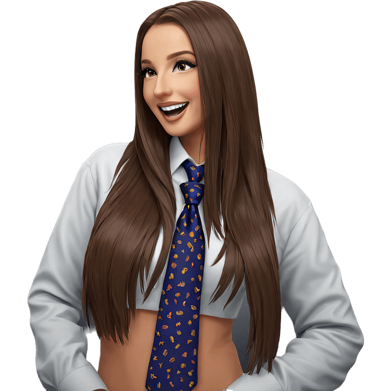 smiling girl in necktie emoji