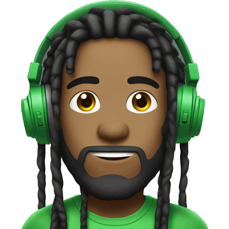 a streamer with dreads and green headphones emoji