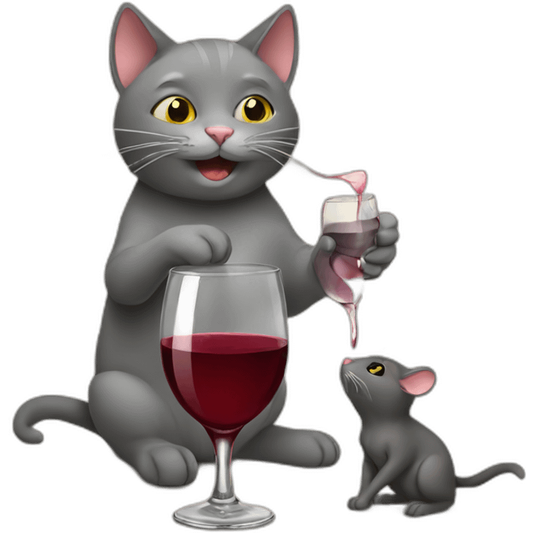 cat-drinking-wine-with-rat emoji