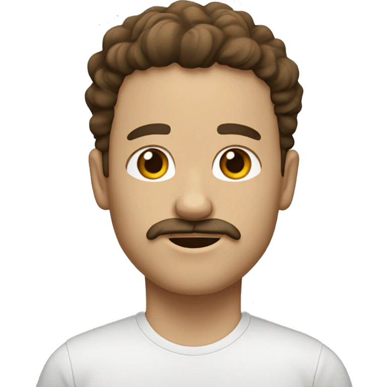 White person with brown eyes and wavy hair. with a goatee and a mustache. emoji