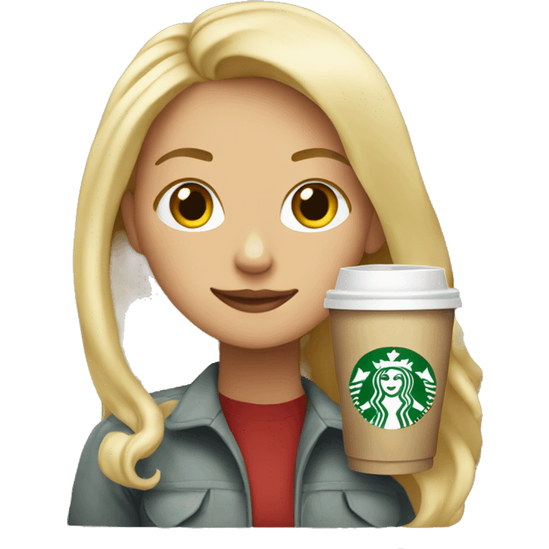 Blonde girl holding Starbucks  emoji