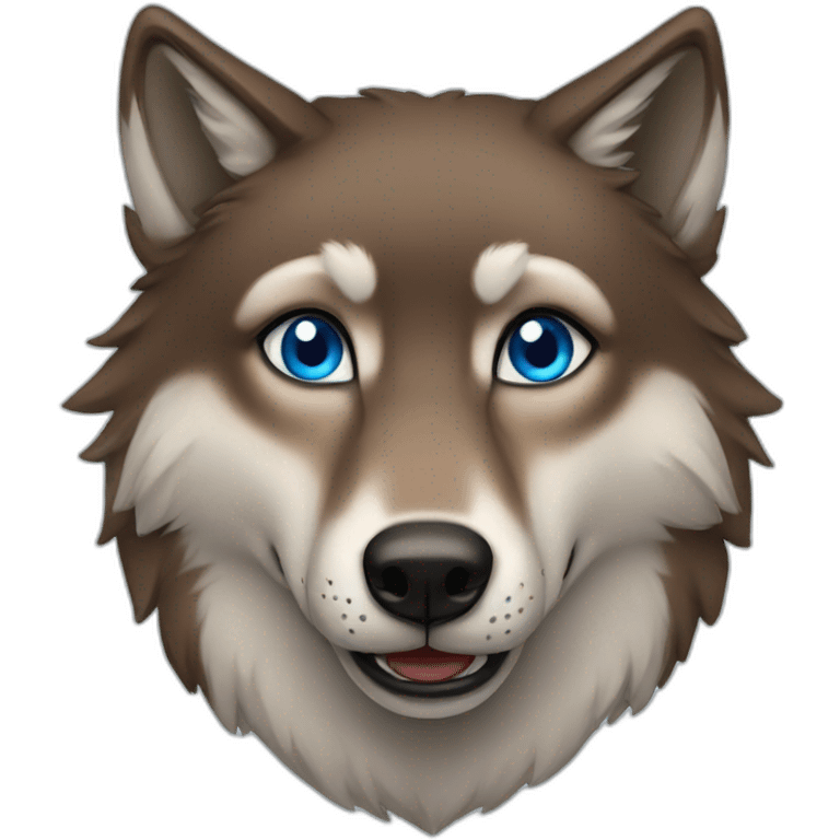 Brown female wolf blue eyes  emoji