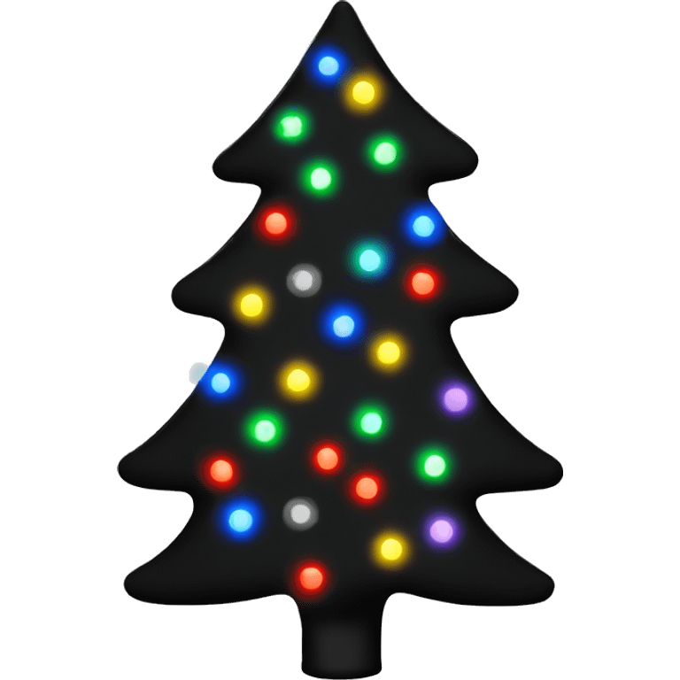 Black Christmas tree with Christmas lights emoji