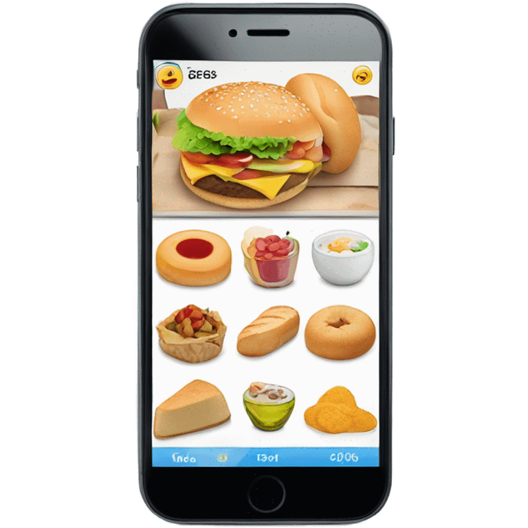 smartphone screen showing the number of calories. emoji