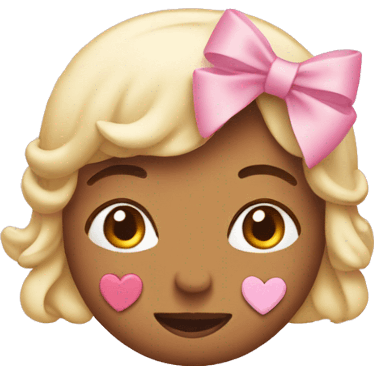 Love emoji with  light pink hearts above head and bow on the side emoji