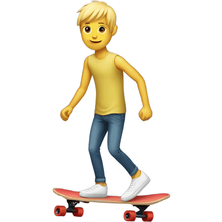 Skinny white guy with bangs on a longboard  emoji