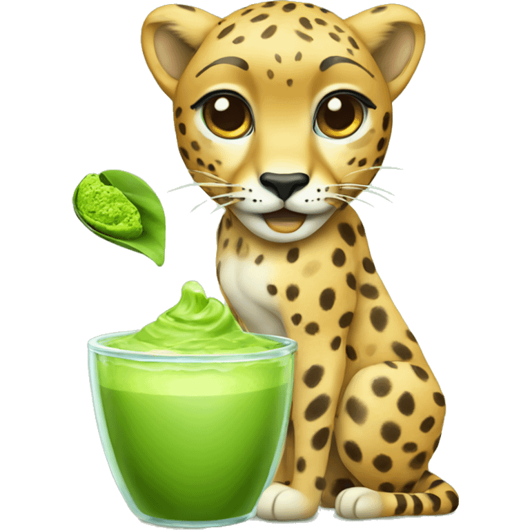 Cheetah holding matcha  emoji