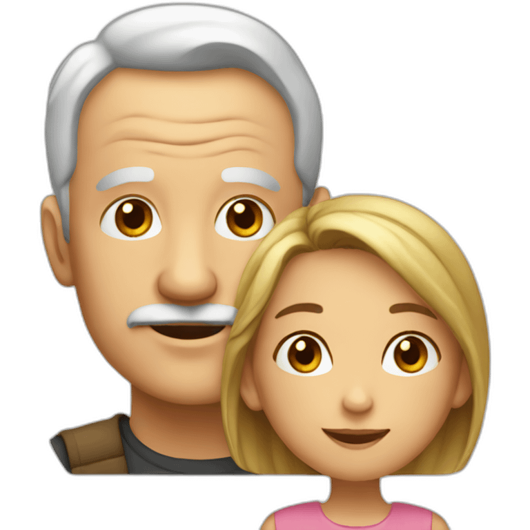 A young girl whith a old man emoji