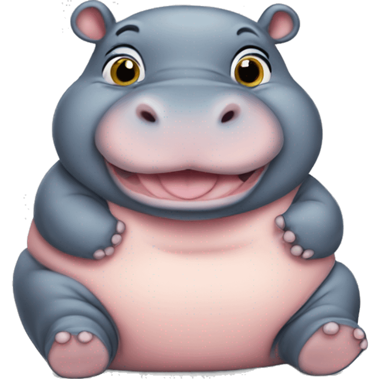 chubby baby hippo with a belly emoji