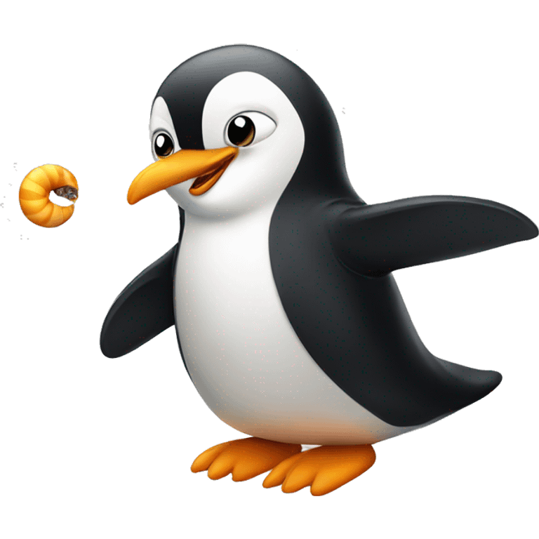 penguin riding a worm  emoji