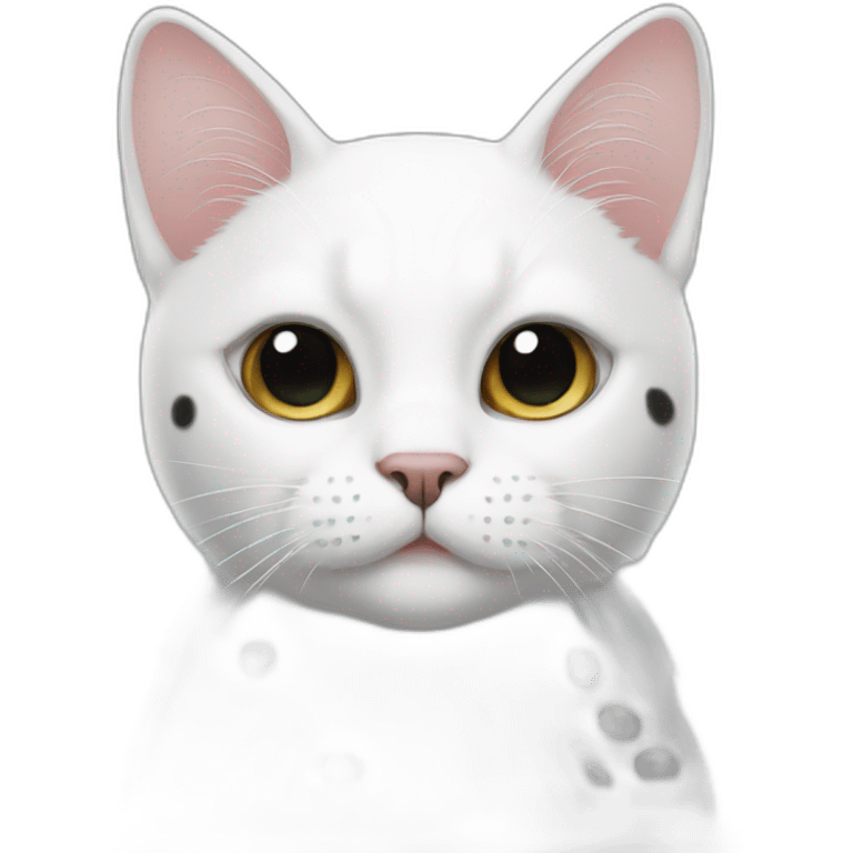 White cat with black spots emoji