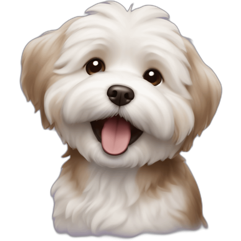 laughing brown coloured dog bichon havanese emoji