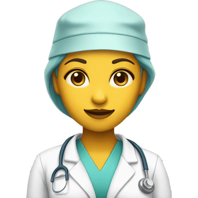 girl surgeon with cap and coat on yellow skin emoji