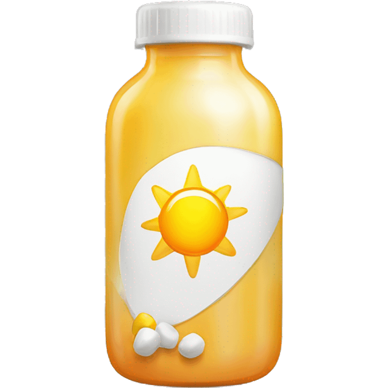 vitamin bottle with a sun on the side representing vitamin D emoji