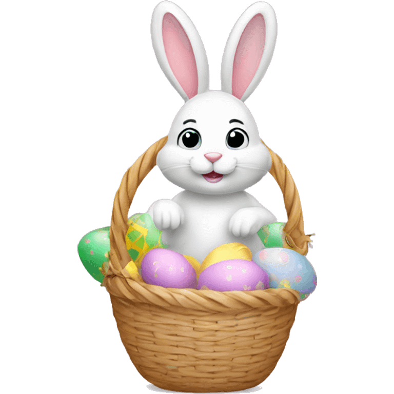 easter bunny with egg light pink basket emoji