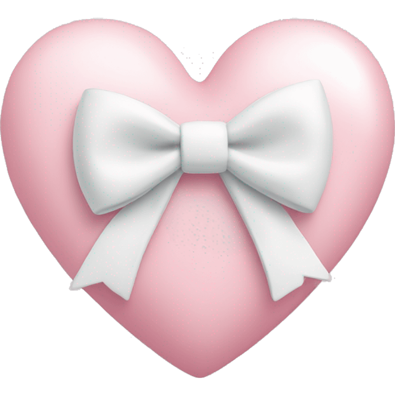 Pastel pink heart with white bow emoji