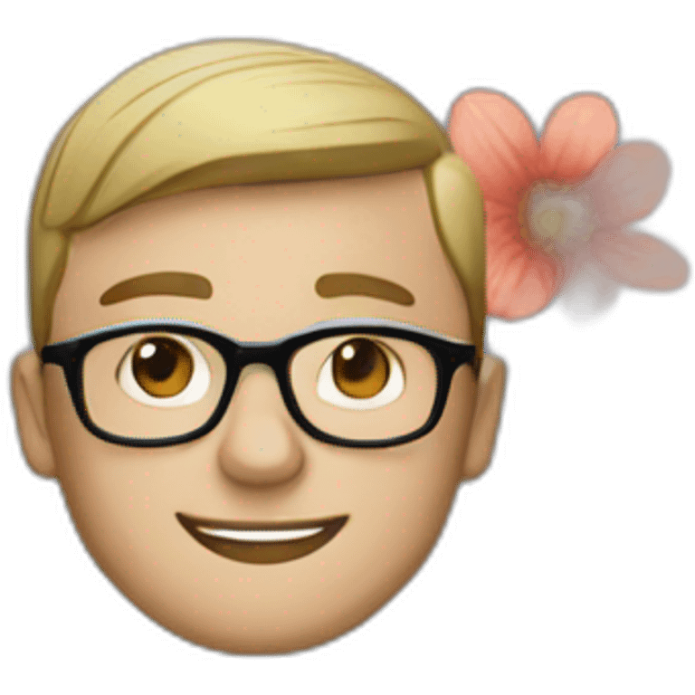 male designer wearing glasses and flowers print shirt emoji