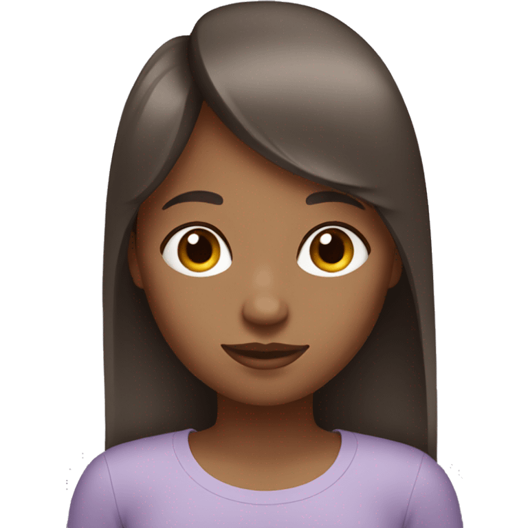 Brown girl with bangs and a light purple shirt emoji