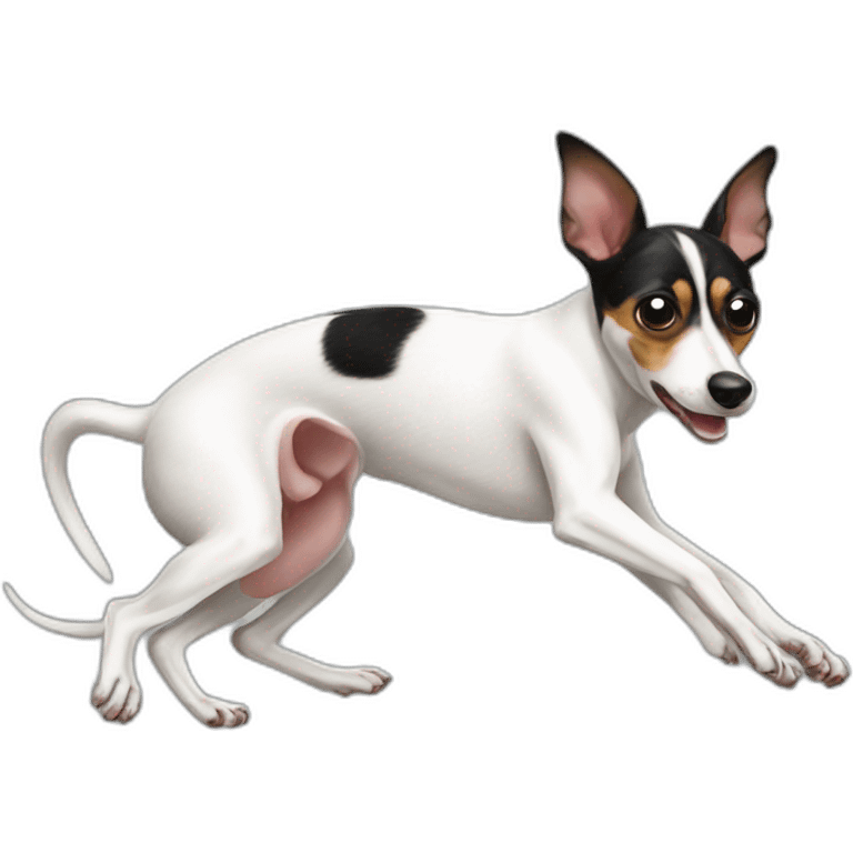 rat terrier playing dead silly on back emoji