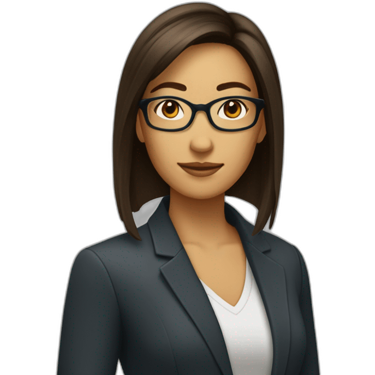 Femme brune coupe au carré, avec lunettes carré emoji