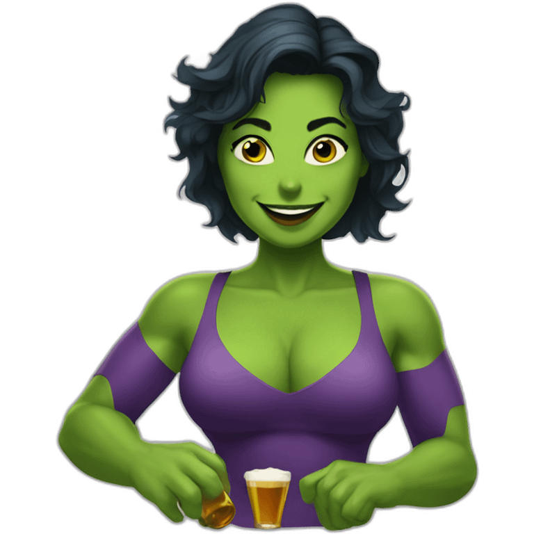 Miss hulk qui boit un bière emoji