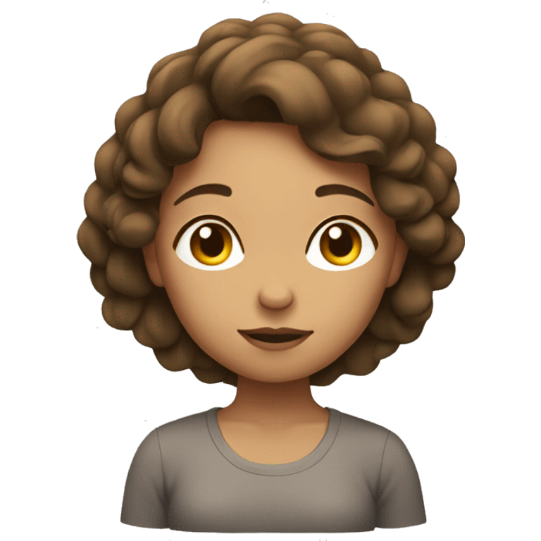 Girl with short wavy brown hair meditating  emoji