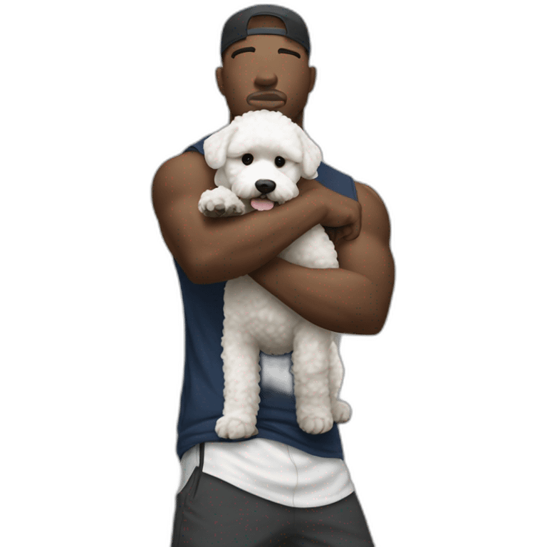 rapper man flexing with a bichon emoji