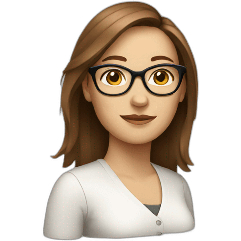 white woman with brown hair and glasses emoji