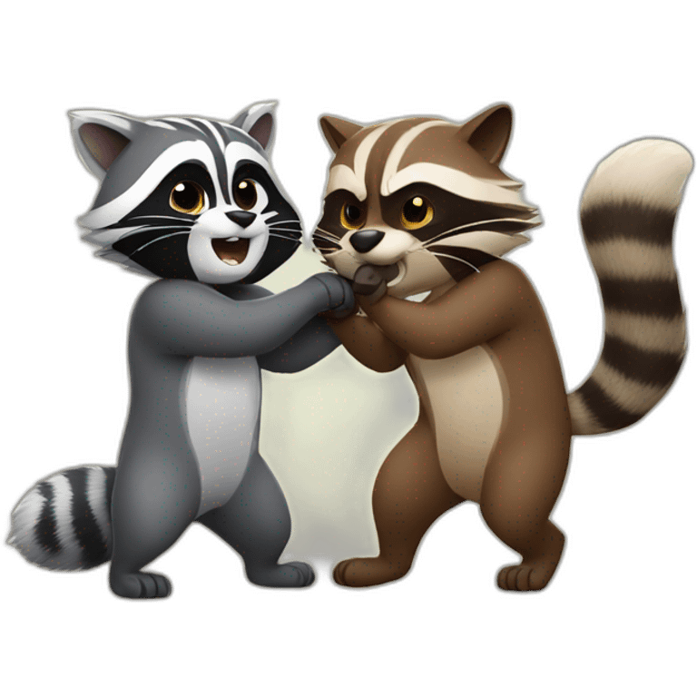 Racoon and cat fighting emoji