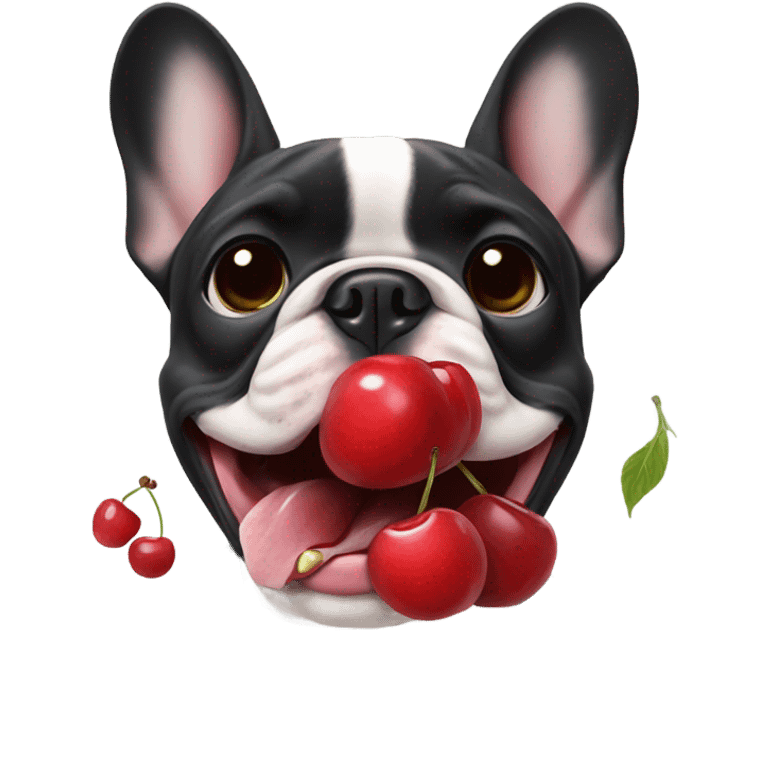 Frenchie eating cherrys emoji