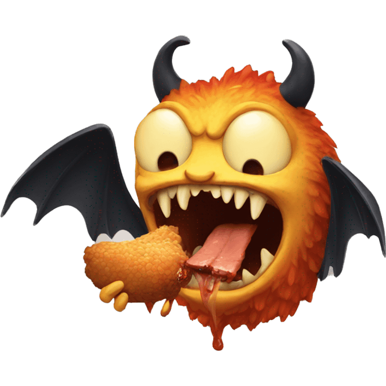 demon eating chicken emoji