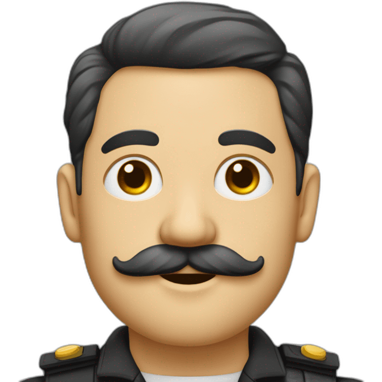 Homme avec des cheveux noirs plaqué sur le côté avec un uniforme allemand et une petite moustache en forme de carré positionner sous son nez emoji