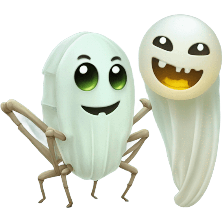 A cricket and a ghost being friends emoji