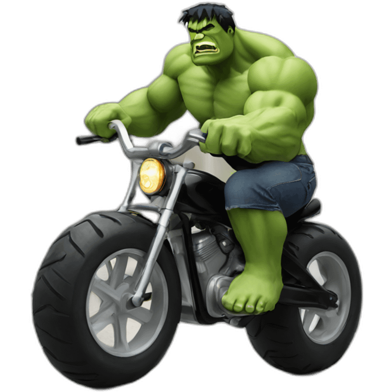 big Hulk on a tiny bike emoji