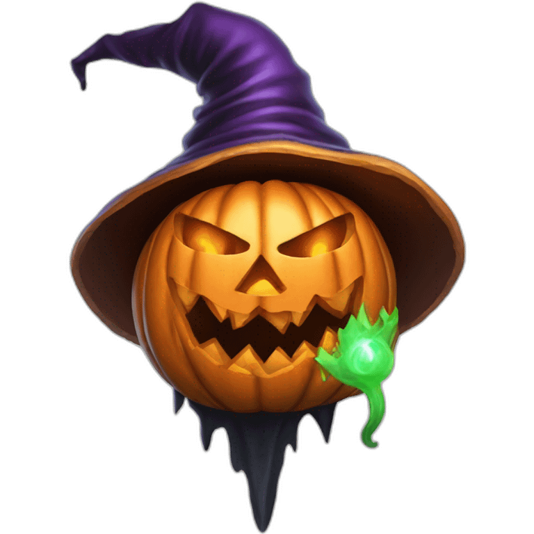 evil jack-o-lantern wearing wizard hat emoji