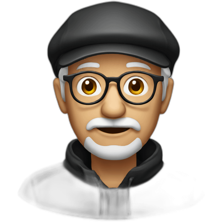 Old man, black cap, glasses emoji