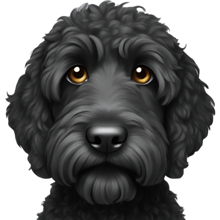 All black labradoodle with white spot on chest  emoji