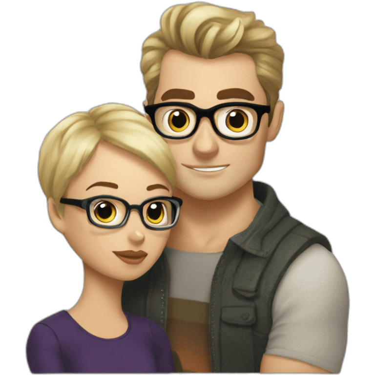 Henry Cavill kiss blond woman wearing glasses, with pixie cut emoji