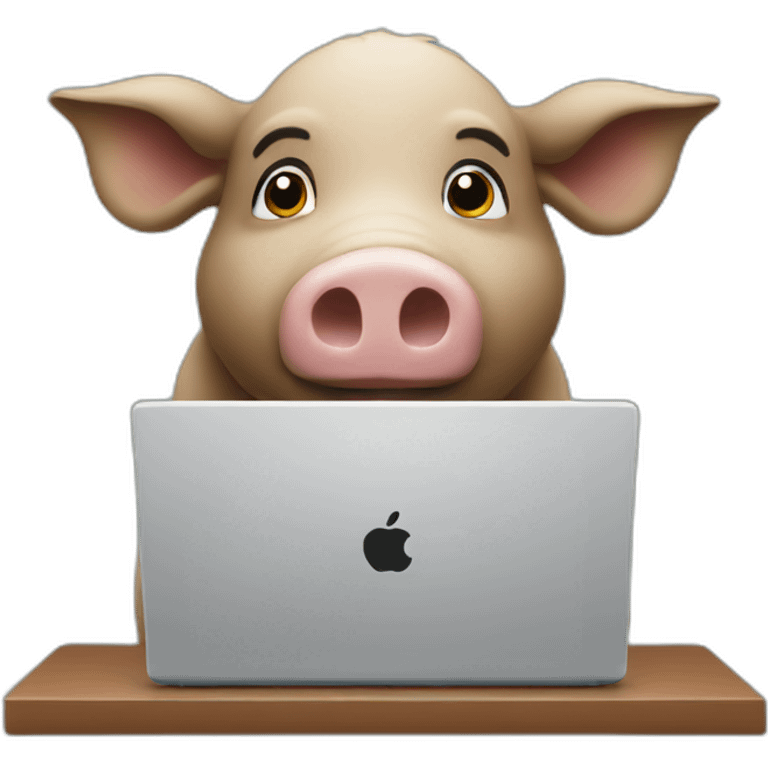 a sow pressing laptop emoji