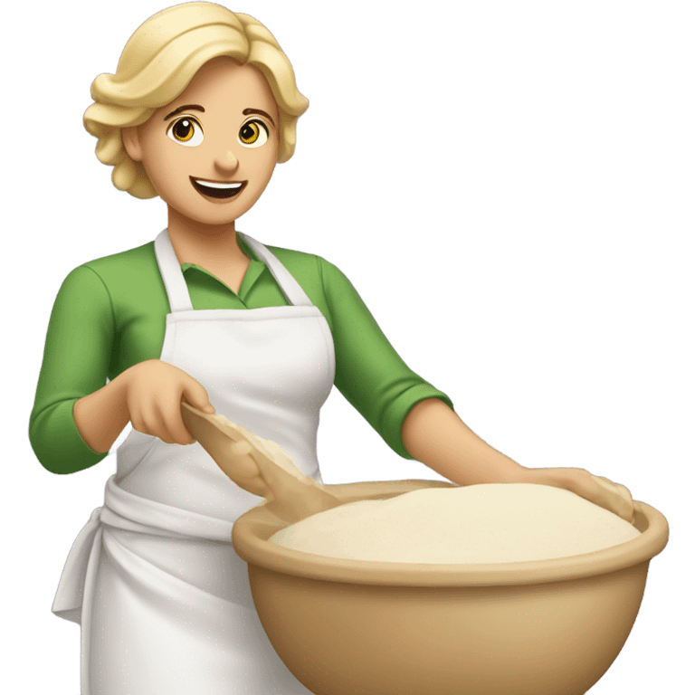 Blonde hair female making bread  emoji