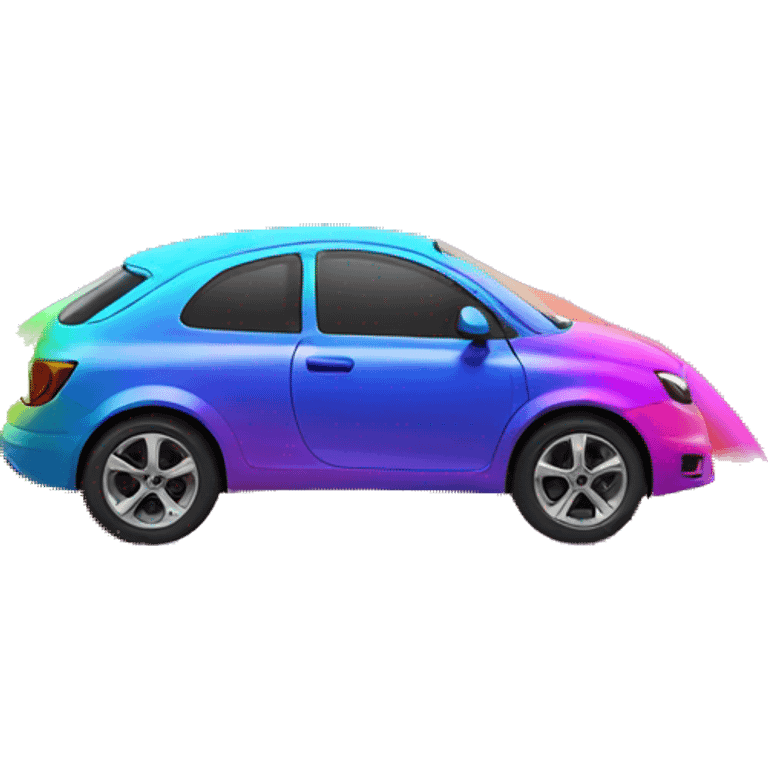 rainbow car on a neon rainbow  emoji