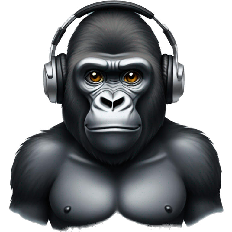 Gorilla using a headset emoji