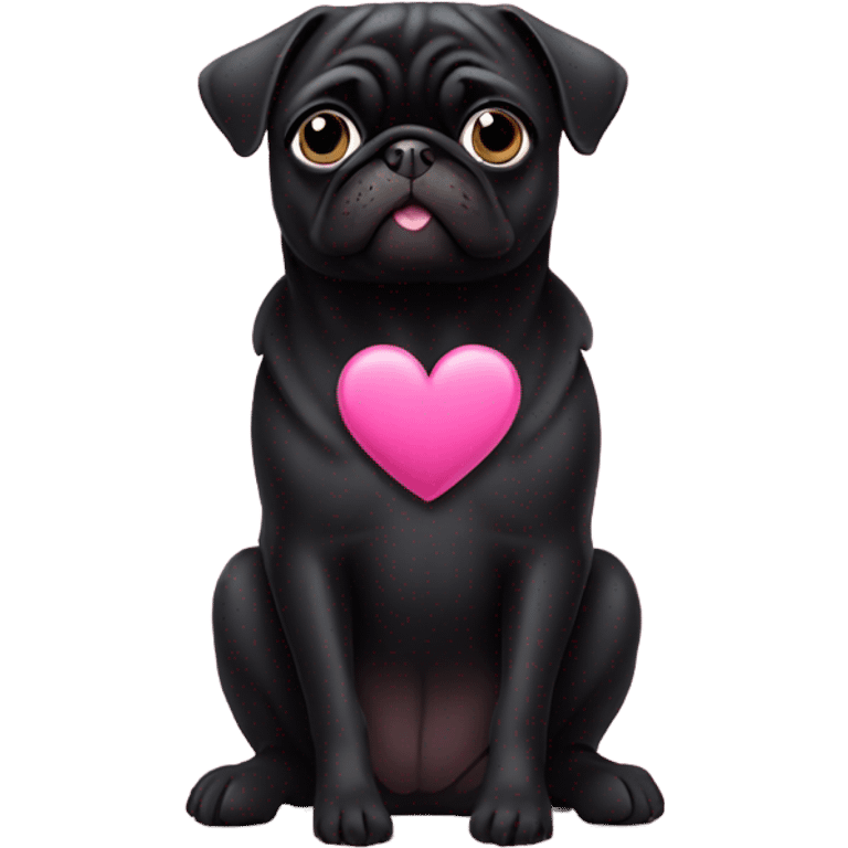 Black pug in a pink heart emoji