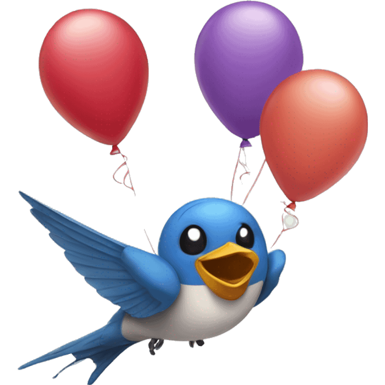 swallow bird holding balloons emoji