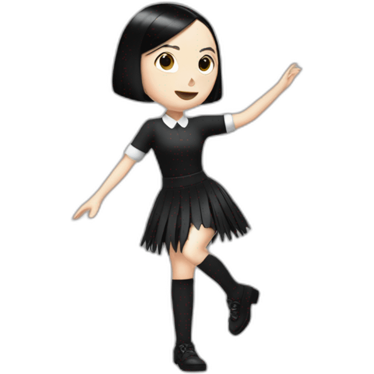 Wednesday Addams dancing with thing emoji